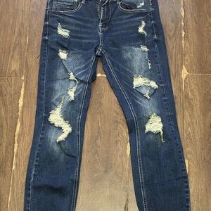 Dark Wash Distressed men’s Jeans - Blue
